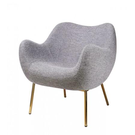 GFANCY FIXTURES Plush Grey Linen Tear Resistant Fabric Accent Chair, Gold GF3107162
